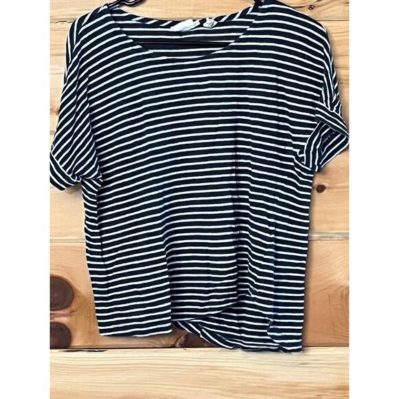Christian Siriano Tops - Christian Siriano women's striped linen shirt blouse. Navy.white. Size Medium